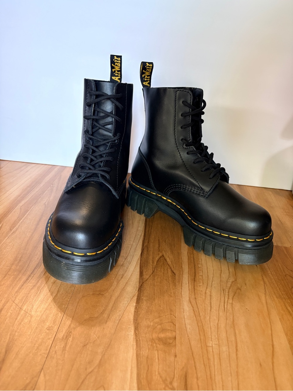 Dr. Martens Audrick Black Nappa Leather Platform Ankle Boots size 8 - Picture 4 of 14